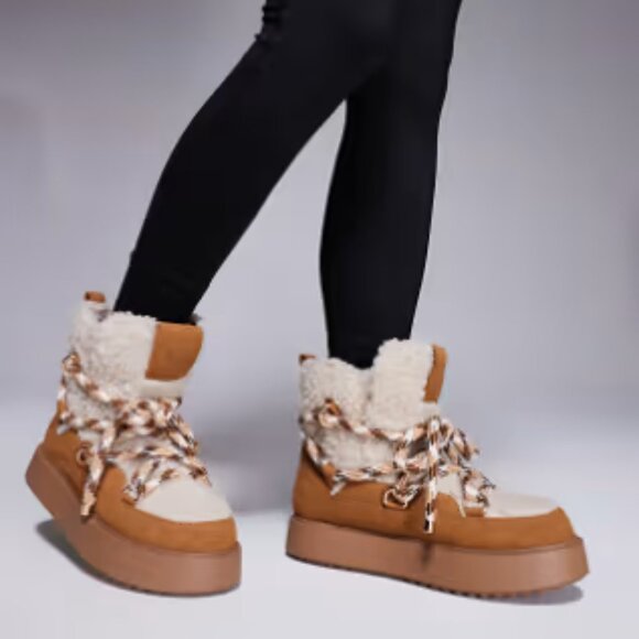 Asos Weekend Collective Snow Boot in Tan. - Picture 2 of 4
